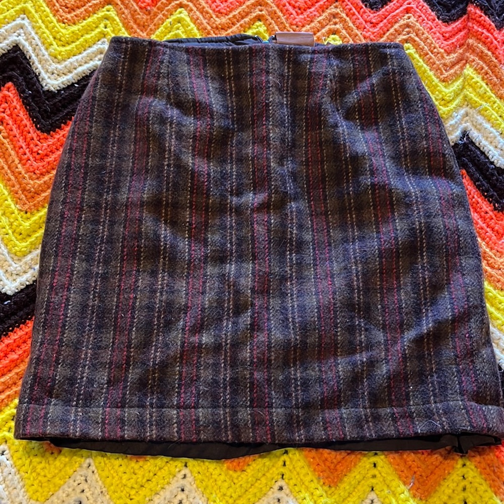 Wool plaid mini skirt